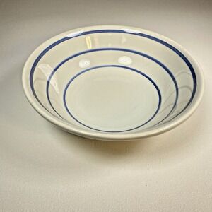 Italian Stoviglierie Serving Bowl White w/ blue Banded Decoration on Rim Vintage